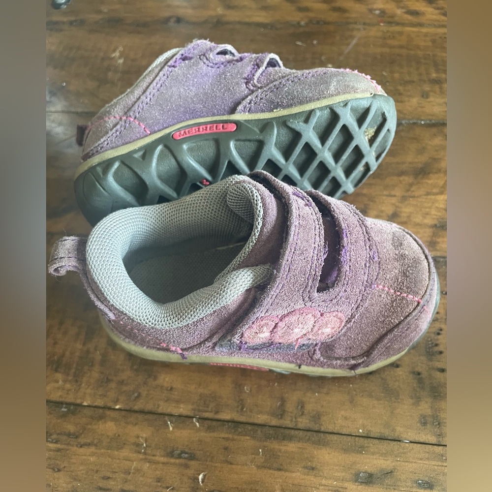 Merrell Purple Baby Walker Shoes with Mesh Upper
